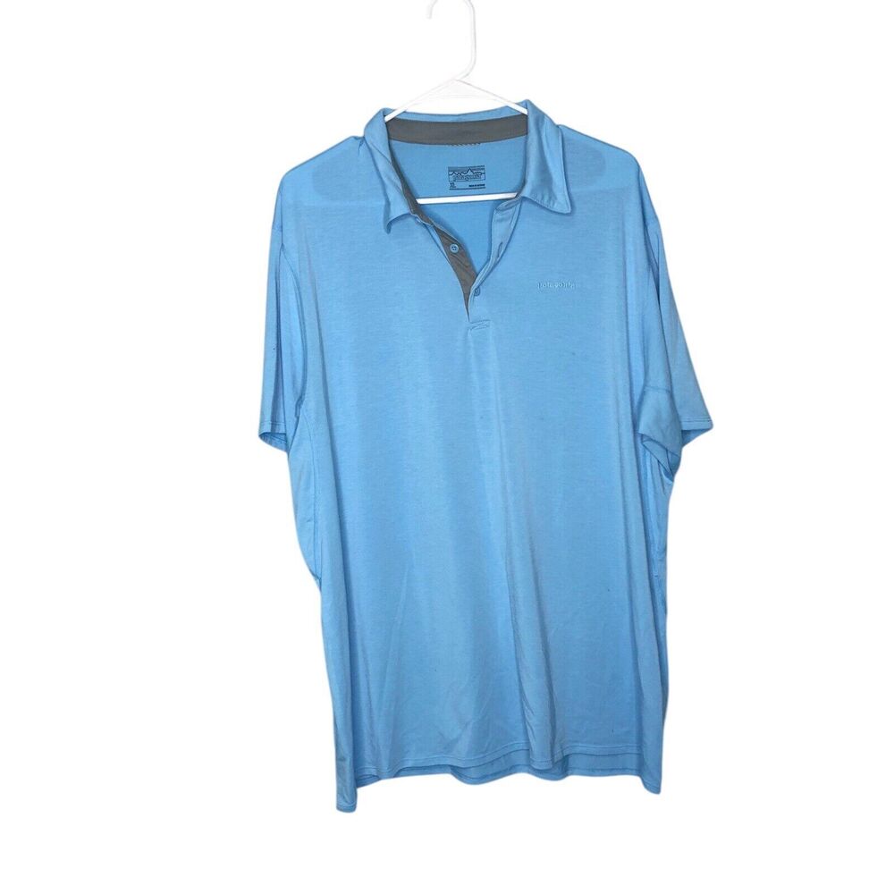 Patagonia Shirt Mens Small Blue Cactusflats Polo Performance Stretch Hiking